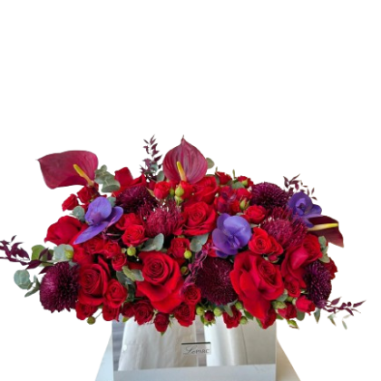 Mirror box flower arrangement